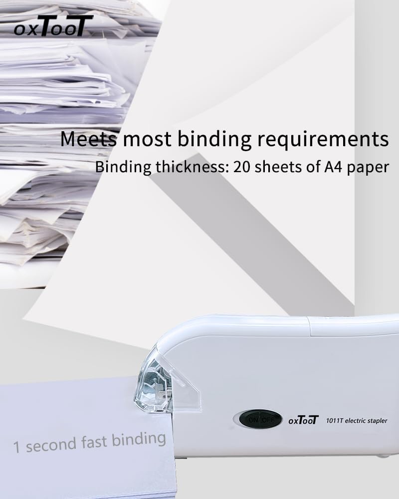 OXTOOT Electric Stapler with Intelligent Dual Power Supply Portable Office Supplies White, Suitable for No. 10 Staplers - Image 5